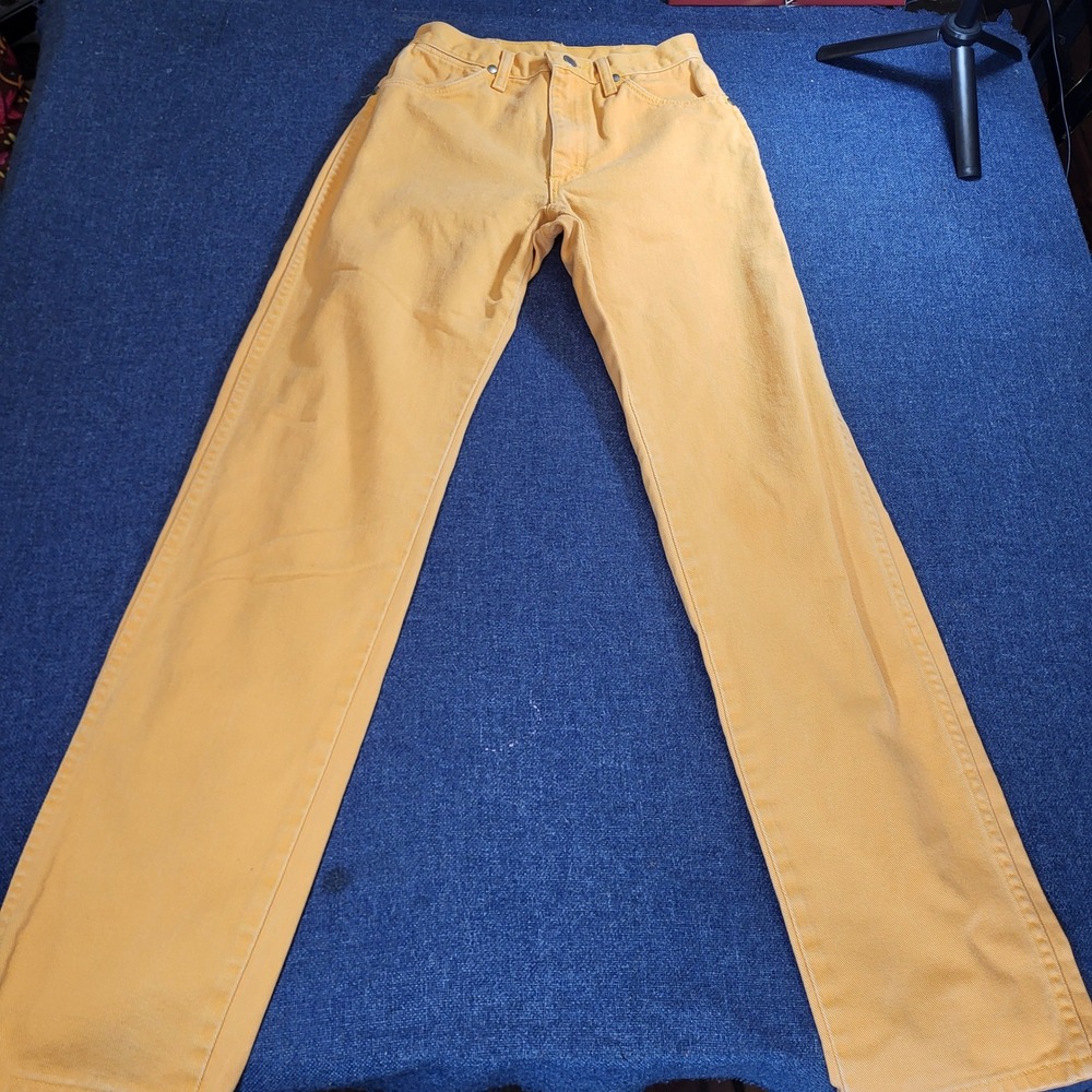 VTG Wrangler Cowboy Cut Orange yellow Jeans Made in USA 26x31 Slim Fit 80s